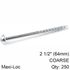KREG Zinc Pocket Hole Screws 64mm 2.50' #8 Coarse Thread Mx Loc 250ct